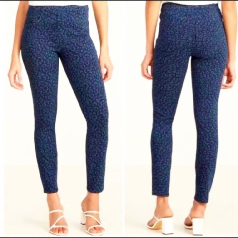 Spanx Blue Animal Leopard Print Jean-ish Legging Jeggings Sz.L